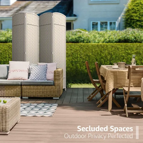 Vista 4 de Sorbus Divisor de habitación de 4 paneles de 6 pies de alto, pantalla de privacidad, paneles dobles extra anchos con bisagras, diseño de malla