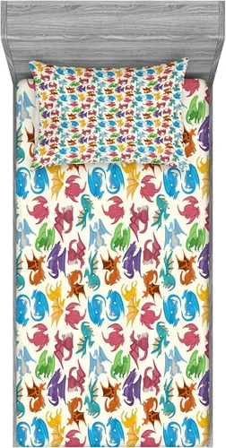 Vista 4 de Ambesonne - Juego de sábanas bajeras y fundas de almohada, diseño primaveral de acuarelas con jardín de hierbas y flores, juego de 4 piezas