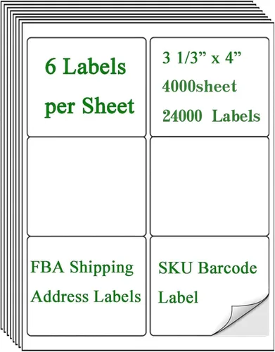Vista 6 de 2" x 4" Shipping Labels, Printable White Sticker Labels for Laser/Inkjet Printer Mailing Labels 8.5"*11" US Letter-White, 10 per Sheet Total 1000