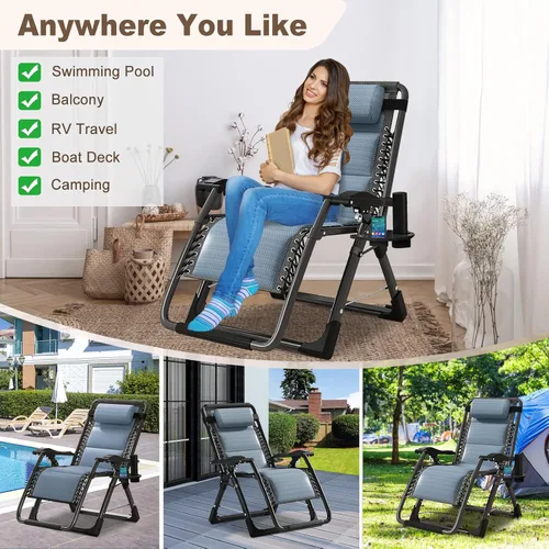 Vista 26 de DoCred Silla cómoda, silla plegable reclinable para dormitorio y sala de estar, sillas reclinables plegables para patio, silla de descanso con cojín