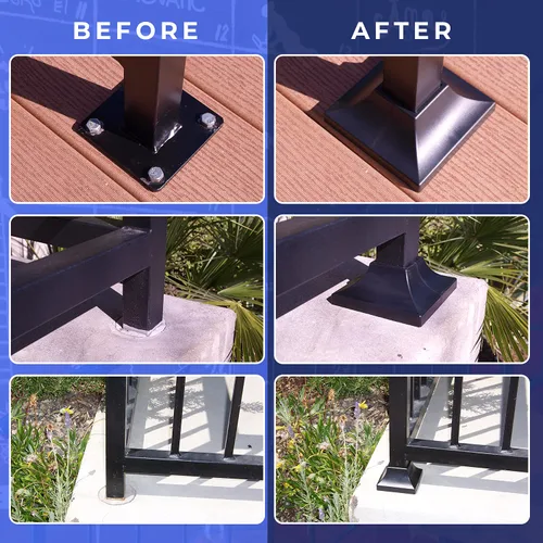 Vista 3 de Cubierta para base de poste de cubierta – Base de zapatos duradera a presión que transforma instantáneamente las patas de la mano y la escalera