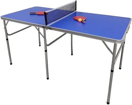 Vista 3 de Trademark Innovations Juego de mesa de ping pong plegable de 5 pies con paletas y pelotas, color azul