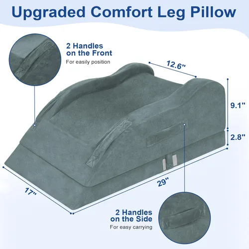 Vista 3 de KingPavonini Almohadas ajustables de elevación de piernas para después de la cirugía con curva ergonómica, almohada de espuma viscoelástica