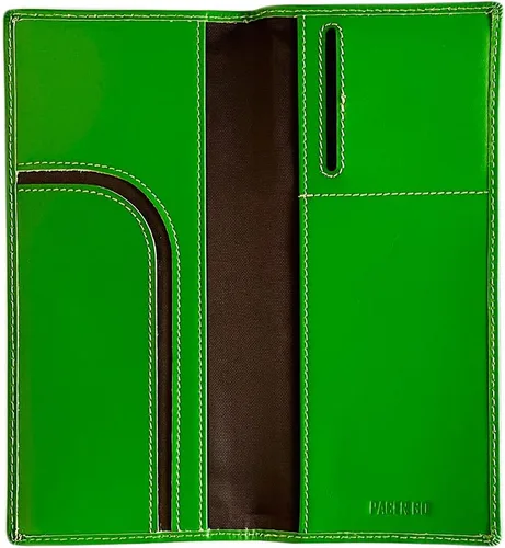 Vista 6 de Pacer Go Cartera de viaje larga delgada con bloqueo RFID de cuero genuino, Verde, Minimalista