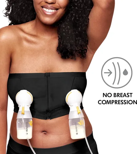 Vista 4 de Medela Bustier de bombeo manos libres Sujetador de bombeo fácil de expresar con elástico adaptable