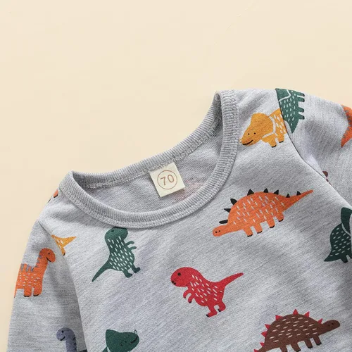 Vista 5 de Ropa de bebé recién nacido diseño de animal de dinosaurio género neutral de manga larga para otoño e invierno