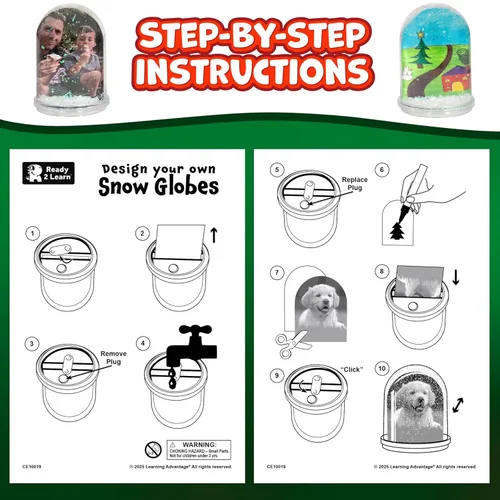 Vista 5 de READY 2 LEARN Manualidades de Navidad – Diseña tus propios globos de nieve – Juego de 4 – Globos de nieve de Navidad para niños – Decoraciones
