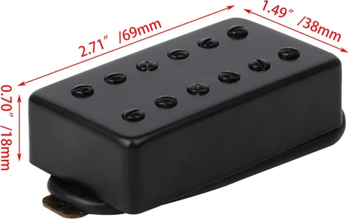 Vista 4 de Yibuy Black 50mm/52mm Bridge & Neck Humbucker Pickups Set for Electric Guitar Set of 2