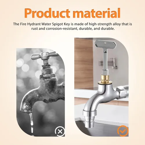 Vista 6 de Llave de hidrante de 3/8 pulgadas, llave de agua para P1300-PART-13-KEY, compatible con Zurn, llave de grifo de agua, llave de hidrante mejorada