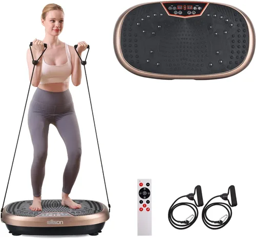 Vista 11 de EILISON FitMax 3D XL - Máquina de ejercicio con placa de vibración para entrenamiento de cuerpo entero con bandas de bucle, máquina de drenaje