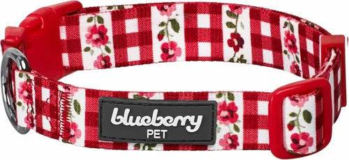 Vista 17 de Blueberry Pet 7 patrones, impresión de rosa inspirada en la esencia de primavera, collar ajustable para perro irlandés azul, XS, cuello 20,3 cm