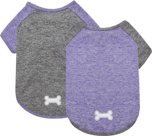 Vista 8 de KYEESE Paquete de 2 camisas para perro con mangas, camisetas ligeras de protección solar para perros pequeños y niños, camiseta sin mangas
