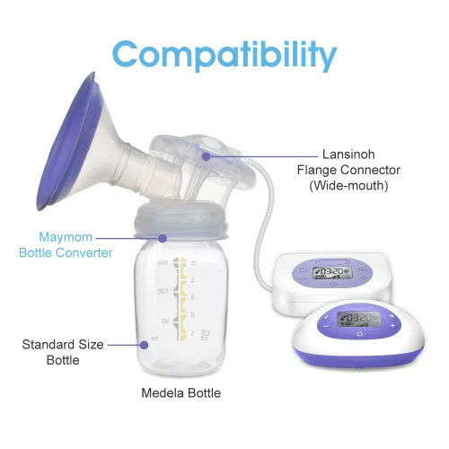 Vista 2 de Maymom Cambiador de rosca de botella para bomba Lansinoh para usar botella estándar (compatible con botella Medela) 4 piezas