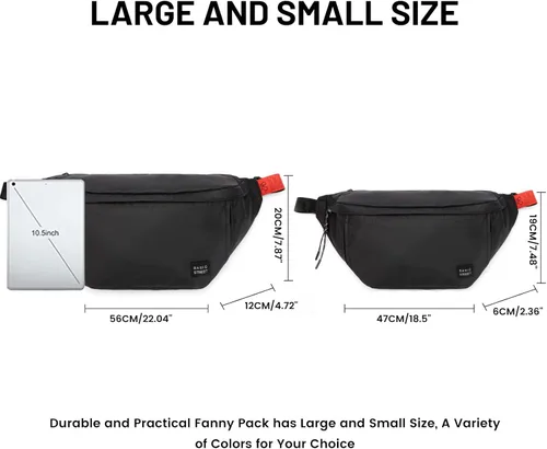 Vista 2 de Riñonera grande de talla grande para hombres y mujeres, impermeable, con correa ajustable para viajes, deportes, senderismo, correr, riñonera