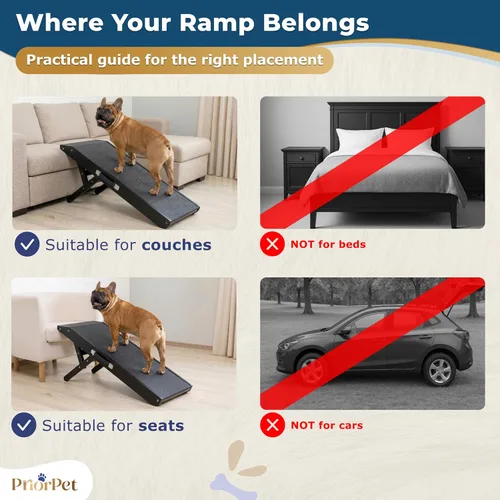 Vista 12 de Rampa para perros para sofá, antideslizante, resistente, plegable, soporta hasta 200 libras, ajustable de 7 a 20 pulgadas, plataforma de aterrizaje