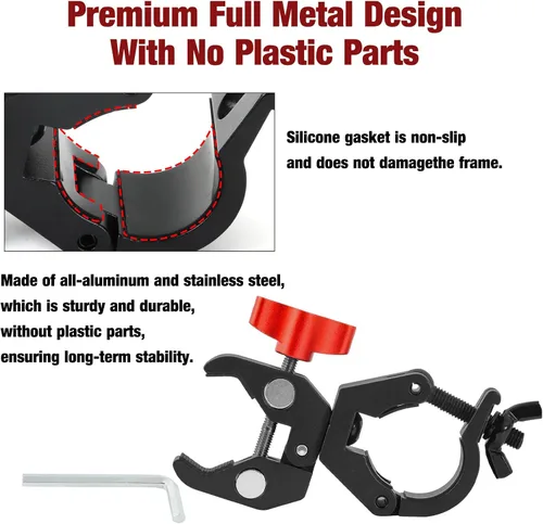 Vista 6 de Soporte de bloqueo en U para Kryptonite Heavy Duty Bike Lock - Soporte de linterna de metal seguro para luces de scooter de bicicleta, sin