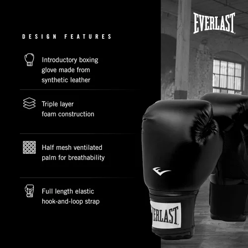 Vista 3 de Everlast Prostyle 2 Youth Boxing Gloves, Entry Level Training Gloves for Men and Women, Secure Fit Hook and Loop Closure & Ventilation, Heavy Bag &