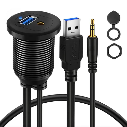 Vista 10 de BATIGE Cable de aleación de un solo puerto USB 3.0 para tablero de instrumentos de montaje en automóvil, macho a hembra, cable de extensión