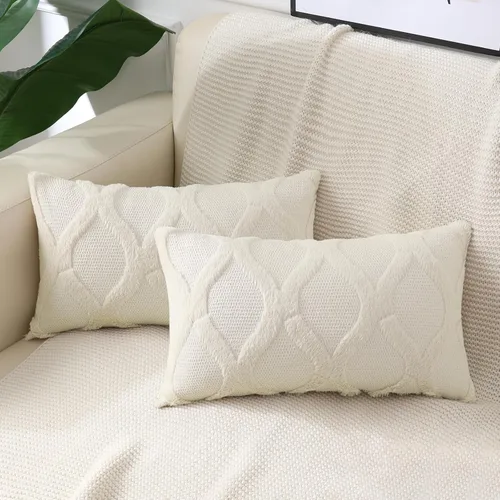 Vista 19 de decorUhome - Juego de 2 fundas de cojín decorativas para primavera de 16 x 16 pulgadas, fundas de almohada afelpadas de lana y piel sintética suave