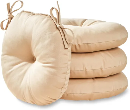 Vista 28 de Greendale Home Fashions Cojín redondo para asiento bistro de 15 pulgadas, 2 unidades (paquete de 1), Adobe Stripe