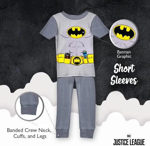 Vista 4 de DC Comics Boys' 4-Piece Snug-fit Cotton Pajamas Set