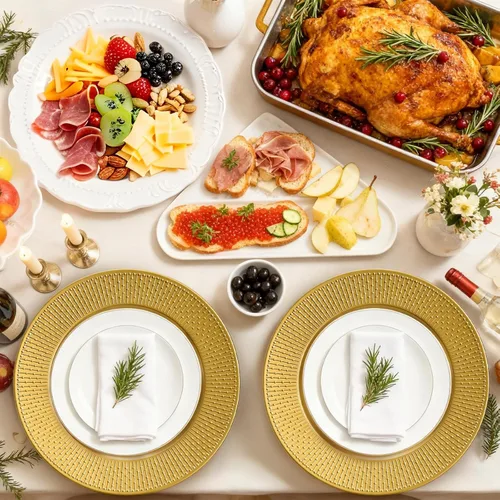 Vista 7 de DEAYOU Paquete de 12 platos de carga dorados, cargadores de cuentas de 13 pulgadas para platos de cena, platos de carga redondos reutilizables