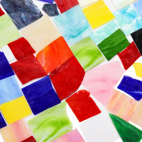 Vista 4 de Nicunom Restos de vitrales irregulares de 3.3 libras, piezas de vidrio de mosaico manchado a granel para manualidades, proyectos de fabricación