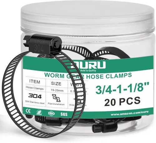 Vista 13 de OURU - Juego de 10 abrazaderas de manguera negras de 1"–2", abrazaderas de manguera pequeñas ajustables de 27–51mm de acero inoxidable, abrazaderas