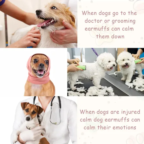 Vista 3 de Frienda 2 orejeras de perro, fundas calmantes para las orejas, cubierta para aliviar la ansiedad, calentador de cara, cuello, mangas silenciosas