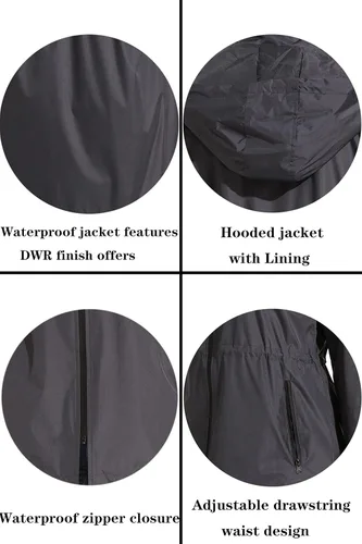 Vista 5 de GUANYY Chaqueta impermeable para mujer, chaqueta Anorak para exteriores, con capucha
