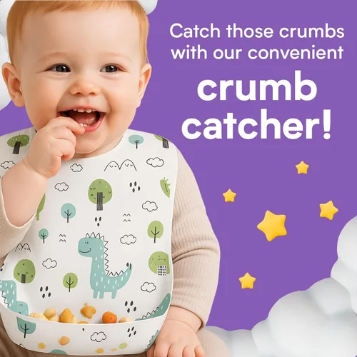 Vista 4 de Eli with Love Disposable Bibs Individually Wrapped Bib with Crumb Catcher - Waterproof Baby Bibs For Feeding