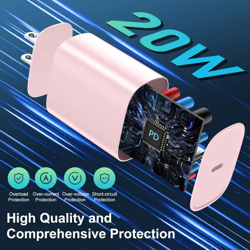 Vista 4 de DiHines Cargador rápido para teléfono 14 13 12 11, cable de carga rápida Lightning de 3 pies con bloque de carga USB C de 20 W para teléfono 14/14