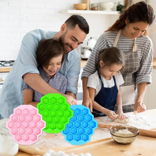 Vista 7 de 3 piezas de moldes de silicona de panal de abeja, XJMWXHFC moldes de chocolate de 19 cavidades, moldes de silicona de grado alimenticio