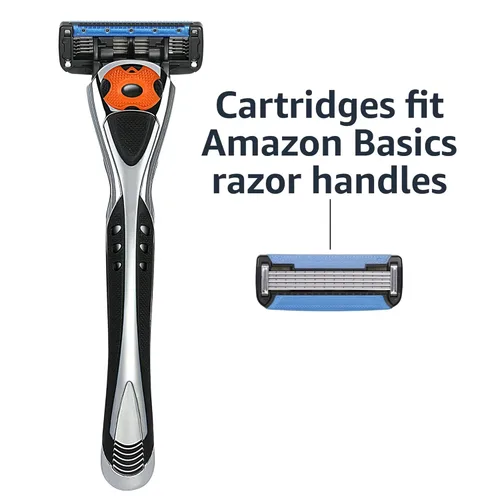 Vista 3 de Amazon Basics 5-Blade MotionSphere - Maquinilla de afeitar para hombre con 5 cuchillas, doble lubricación y recortadora de precisión, juego de 17