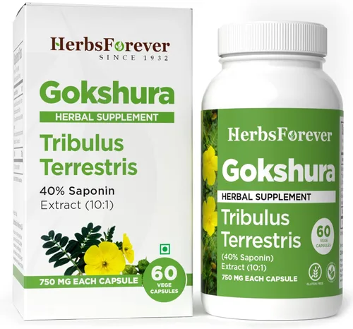 Herbsforever Gokshura Cápsulas – Tribulus Terrestris – Saponina 30% – Apoyo urinario Resistencia y Energía Masculina – 60 Cápsulas Vege – 750 mg