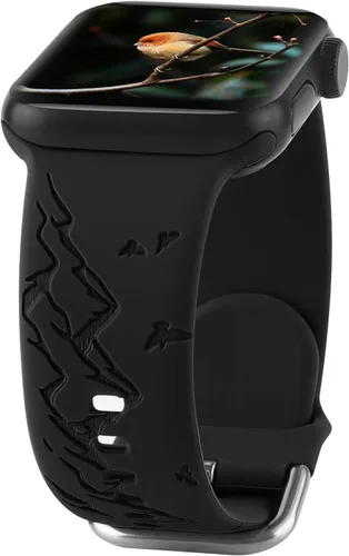 Mountain Range - Correa de silicona grabada compatible con Apple Watch 38 40 1.614 in 42 44 45 46 1.929 in para mujeres y hombres, correa de