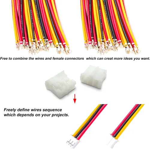 Vista 3 de PH2.0.000 in JST - Kit de conector macho con cable preprensado de 22 AWG, 2/3/4/5/6/7/8/9/10/12 pines de carcasa JST conector de cable adaptador