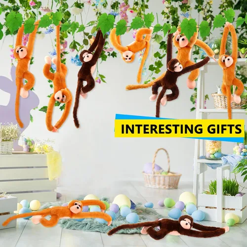 Vista 7 de Paquete de 6 peluches de mono colgante de 24 pulgadas para cumpleaños y fiesta de animales
