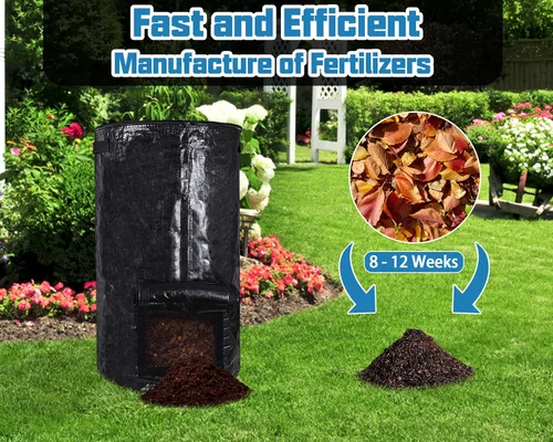 Vista 4 de MyLifeUNIT Contenedores de compostaje para exteriores, contenedor de compostaje para jardín exterior, bolsa de basura reutilizable para jardín, 34