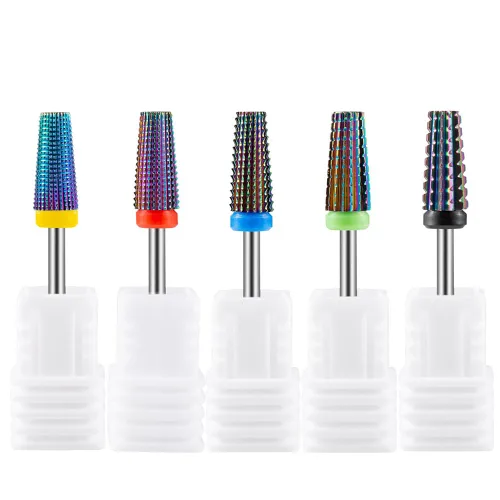 Juego de 5 brocas de uñas para uñas acrílicas, multifuncional, acero de tungsteno 5 en 1, herramienta de manicura para pulir uñas
