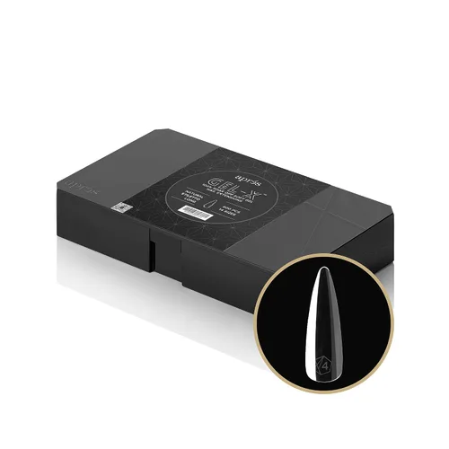 Apres Nail Gel-X Natural Stiletto - Caja larga de puntas | 600 puntas Gel-X, calidad premium, 14 tamaños 00-9 | Tamaños medios incluidos