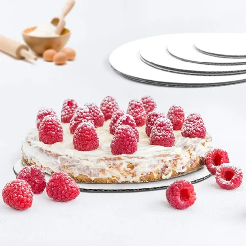 Vista 4 de Tableros redondos blancos para tartas a prueba de grasa – Base circular para pastel, 6/8/10/12 pulgadas, 5 de cada