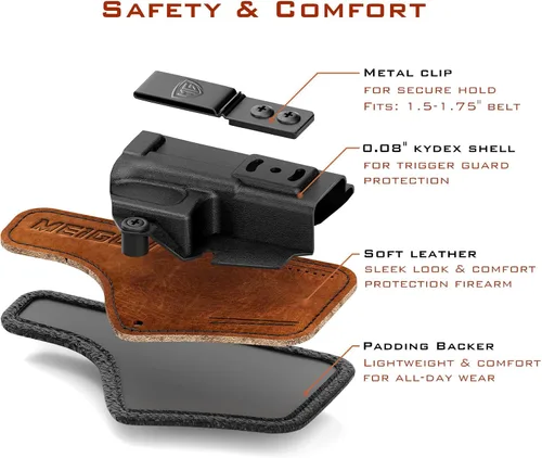 Vista 3 de Funda TP9 Elite SC con almohadilla de espuma de confort, funda híbrida IWB de Kydex y cuero para pistola Canik TP9 Elite SC de 9mm, transporte