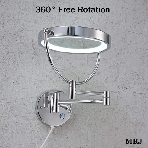 Vista 5 de Bathroom Shaving Mirror Wall Mounted 8.5 inch Makeup Mirror with Led Lights True Image and X5 Magnified Vanity Mirror 360° Free Rotation Extendable