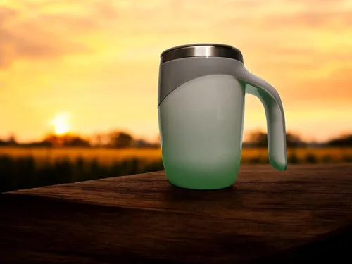 Vista 2 de Taza de café con agitación magnética automática cargada con batería (blanco)