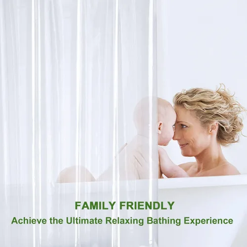 Vista 7 de AooHome Forro transparente de cortina de ducha extra largo de 72 x 84, calibre 10, forro de cortina de ducha transparente con ganchos, 5 imanes