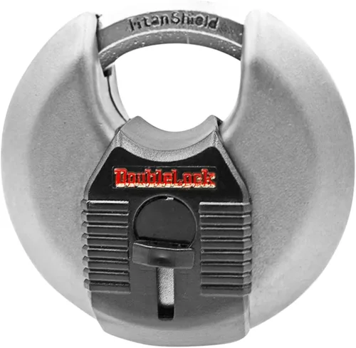 Vista 6 de DoubleLock Crab 2.0 - Candado de disco de acero inoxidable mejorado, acero endurecido, resistente a la intemperie, 5 llaves, seguridad resistente