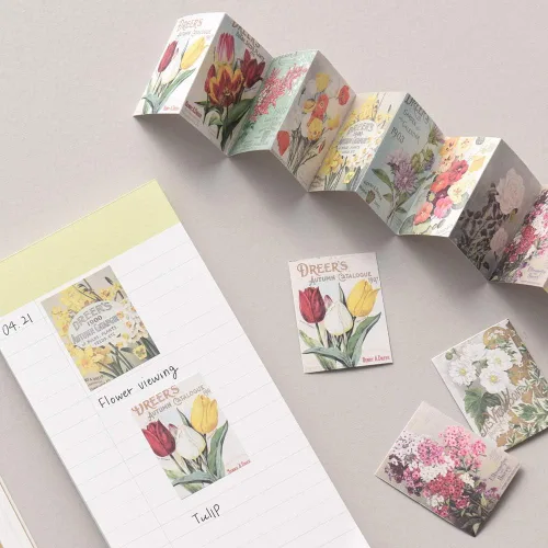 Vista 7 de Monolike Wow Sticker Ancien Fleur + Set de Póster Vintage - Mini Tamaño Lindas Calcomanías, Calcomanías Cuadradas