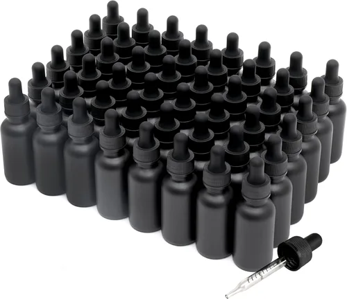 Vista 53 de NOOEEISS 4 piezas, botella con cuentagotas de 1 oz, botella de vidrio ámbar con cuentagotas, botellas de tintura con cuentagotas, acabado elegante