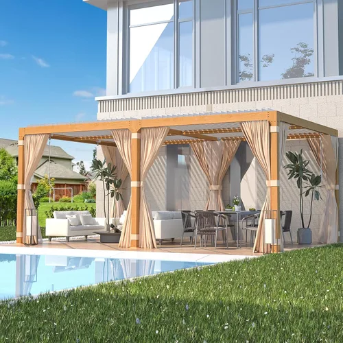 Vista 14 de EROMMY Pérgola con Persianas 10' x 10' Pérgola de Techo Rígido para Exteriores con Marco de Aluminio y Techo de Metal Ajustable Impermeable